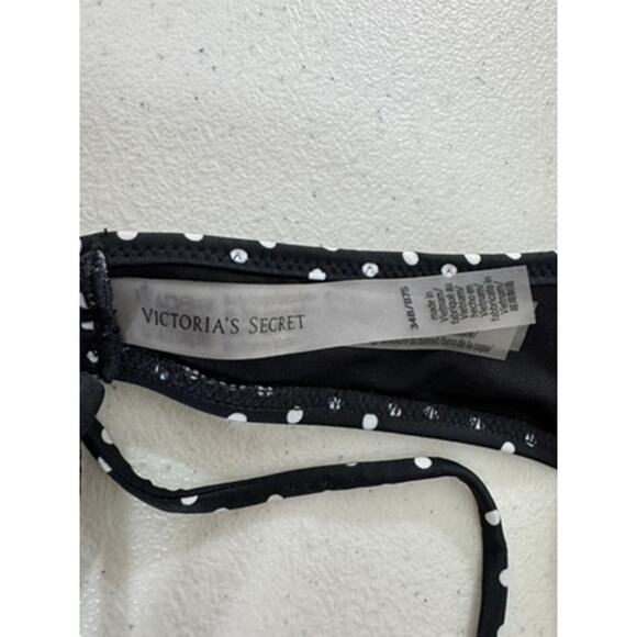 "Victoria Secret" Bikini Top Size 34B Black White Polka Dots Beach Sexy Vacation - Picture 8 of 9